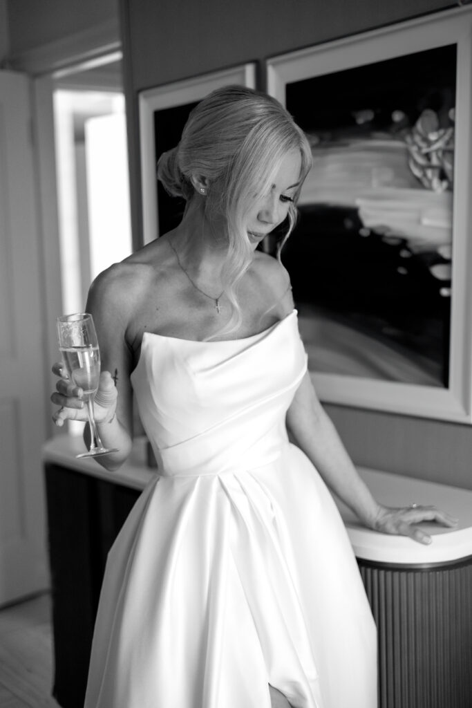 Bride getting ready at The Ritz Carlton Resort in Naples for her wedding. 